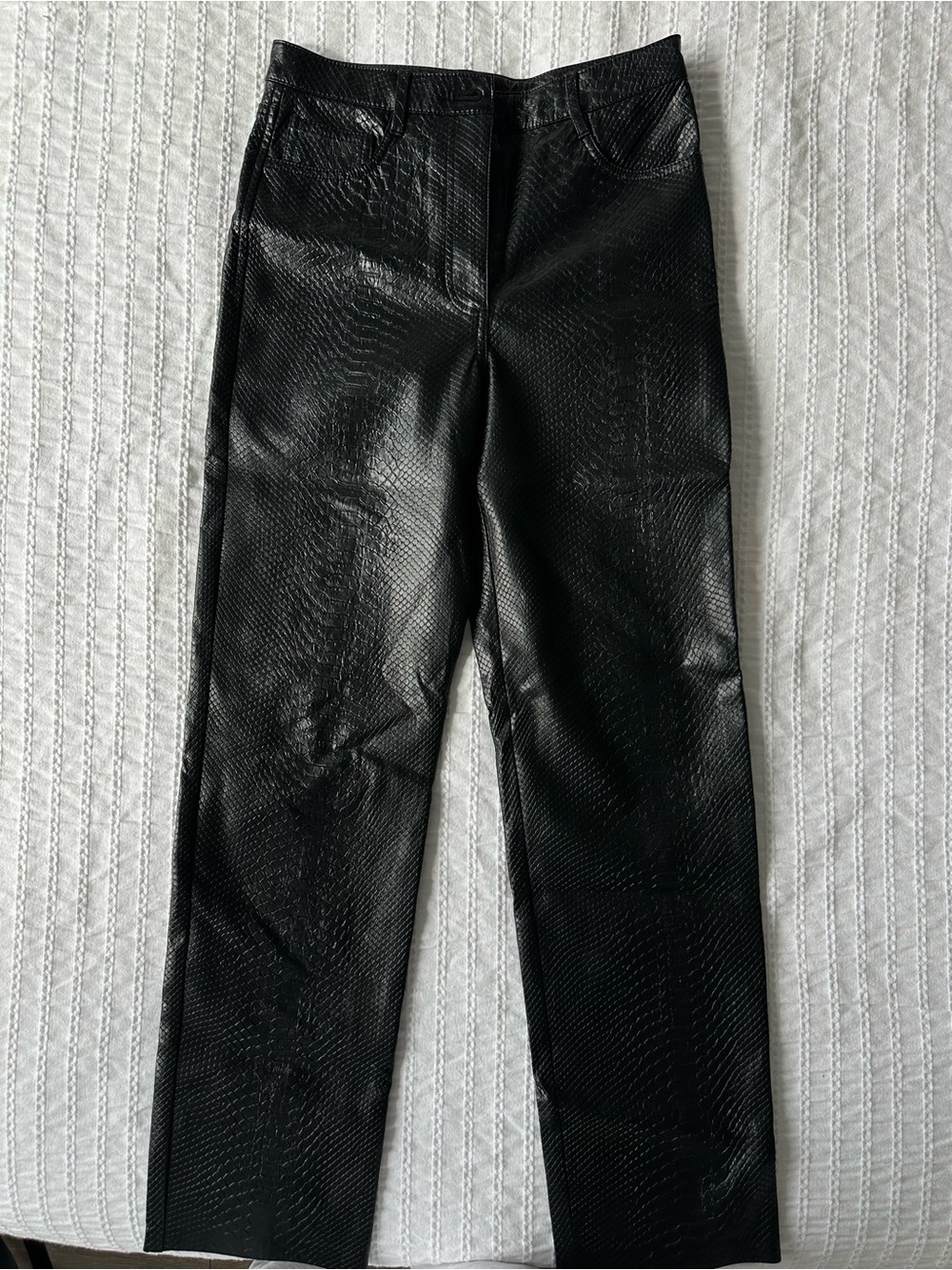 Aritzia: Black Crocodile Faux Leather Pants